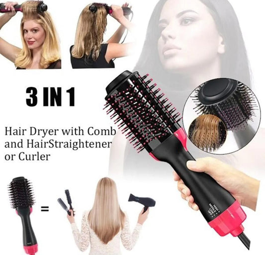 3 in 1 Hair Dryer & Brush (Dryer + Styler) Brush for Fast Drying, Straightening, Curling